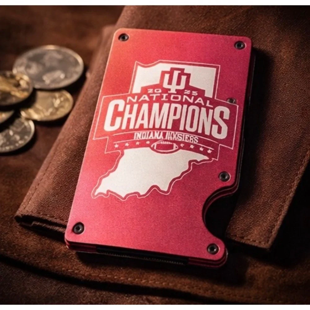 Your Choice of IU Indiana Hoosier National‎ Champion minimalist RFID wallet.